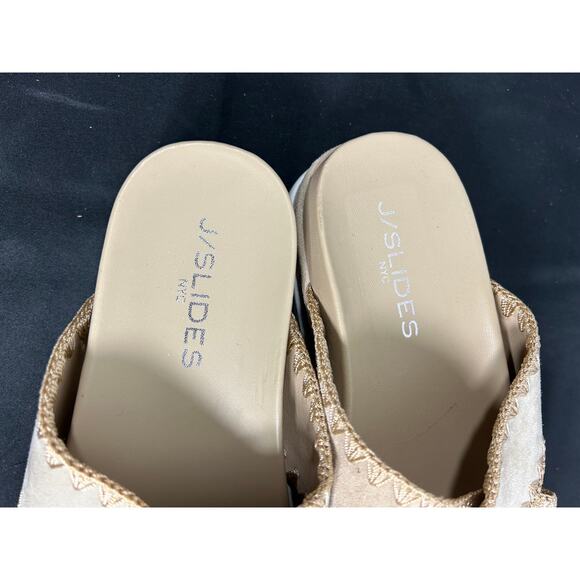 JSlides NYC Boo Suede whipstitched platform slides Sandal Size 6 New - Picture 7 of 10